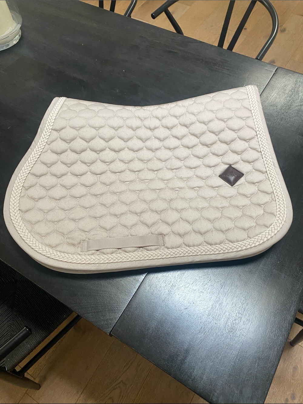 Neutral Quilted Saddle Pad in Light Beige. Kentucky horsewear jump pad